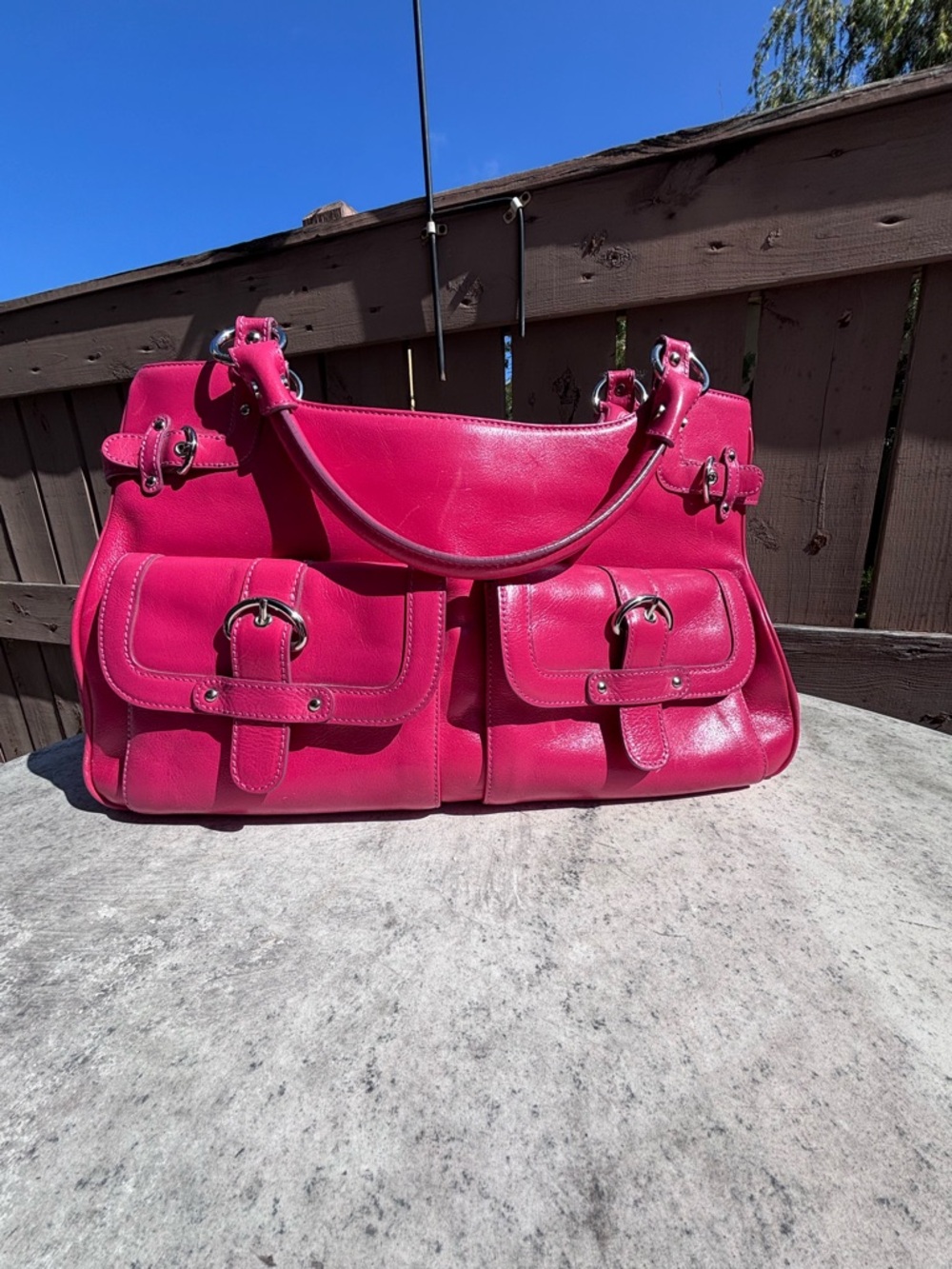 Nordstrom’s Pink Leather Shoulder Tote with Front Buckle Pockets - Picture 2 of 11